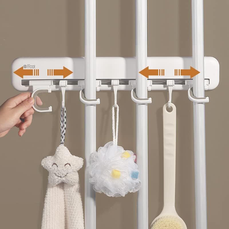 No Trace Glue Movable Mop Holder - Color White