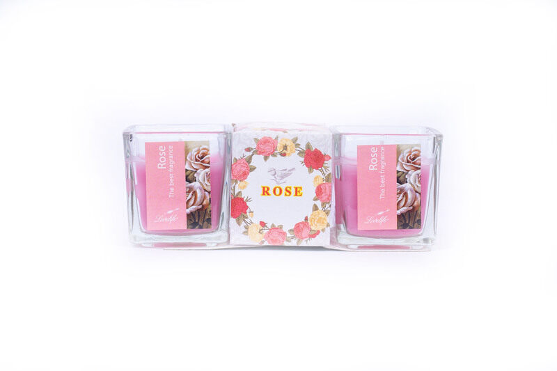 

Generic Scented Candles Women Gift Set: 2 Pack Glass Jar Candles Rose Scent
