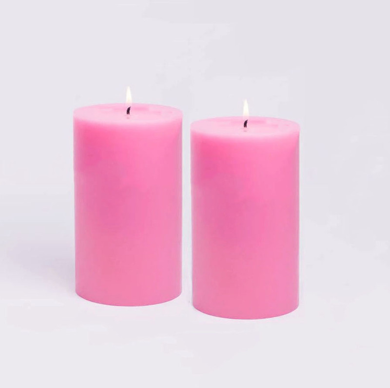 Pillar Candles Set of 2 - Decorative Rustic Candles Scented, Pink