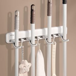 No Trace Glue Movable Mop Holder - Color White