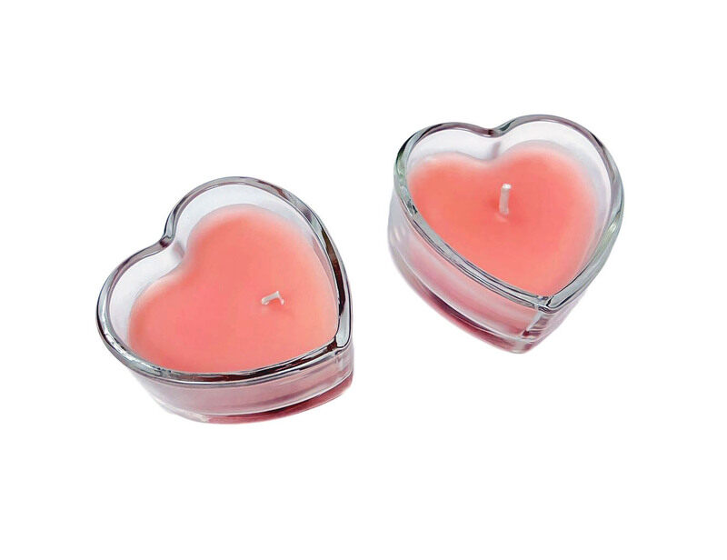 

Generic Love Heart Shape Gift Glass Jar Set 2pcs Candle Rose Scent