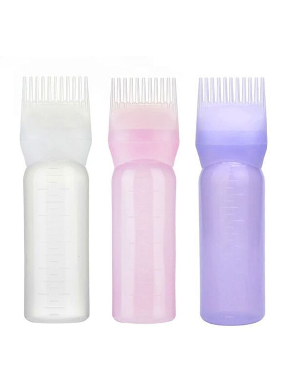 Voberry 3-Piece Hair Dye Bottle And Brush Applicator Set for All Hair Type, White/Pink/Blue