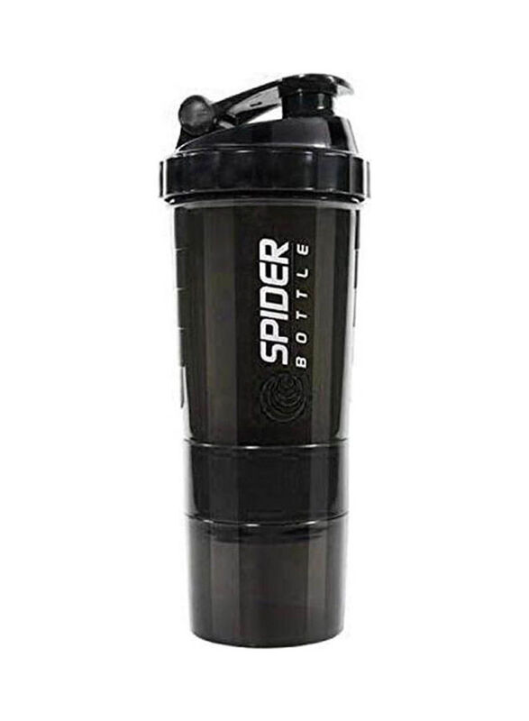 Spider 500ml Protein Shaker Sports Water Bottle With Inserted Mixing Ball, Black