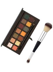14-Color Shimmer Eyeshadow Palette with Brush Set, Multicolour