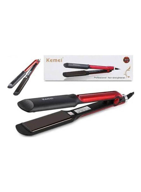 Kemei Fashion Hair Straightener, Black/Red