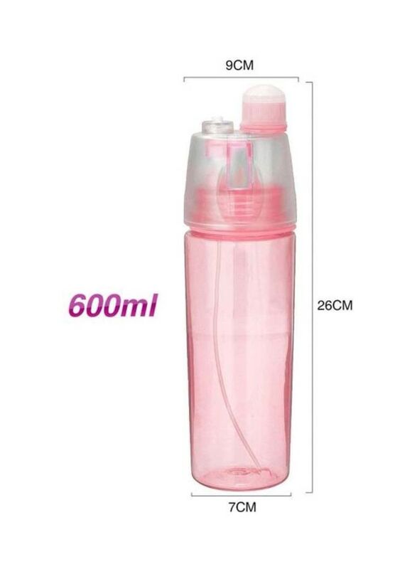 650ml Plastic Cool Mist Spray Water Bottle, Pink/Clear
