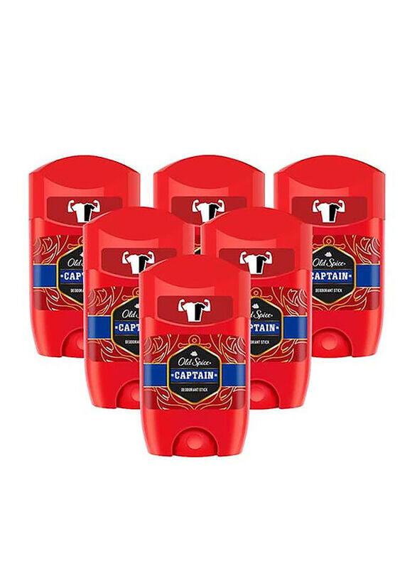 

Old Spice 24H Protection Captain Deodorant Stick, 6 x 50ml