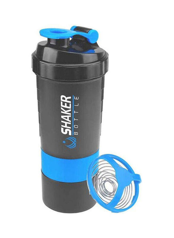 Generic 500ml 3-Layer Protein Shaker Bottle, Blue/Black