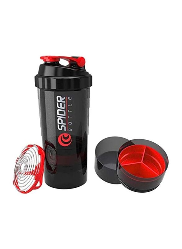 Anytime 4U 500ml Protein Shaker Water Bottle, Black/Red