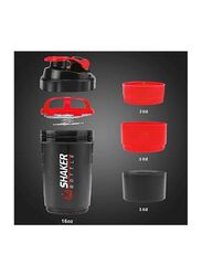 Anytime 4U 500ml Protein Shaker Water Bottle, Black/Red