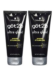 Got2b Ultra Glued Invincible Styling Hair Gel for All Hair Types, 2 x 6oz