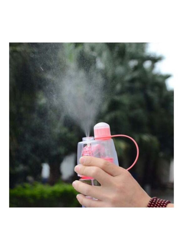 650ml Plastic Cool Mist Spray Water Bottle, Pink/Clear