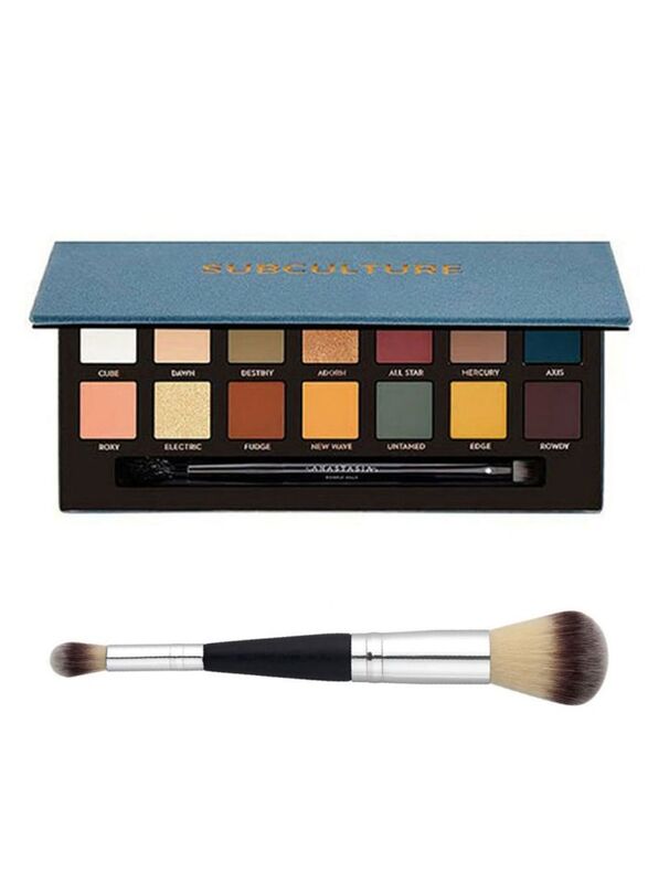 14-Color Shimmer Eyeshadow Palette with Brush Set, Multicolour