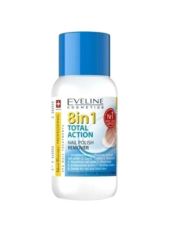 Eveline Cosmetics 8 In 1 Total Action Nail Polish Remover, 150ml, Clear