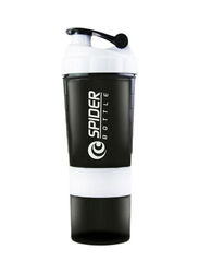 Spider Bottle 500ml Water Bottle Protein Shaker With Storage Container, Black/White