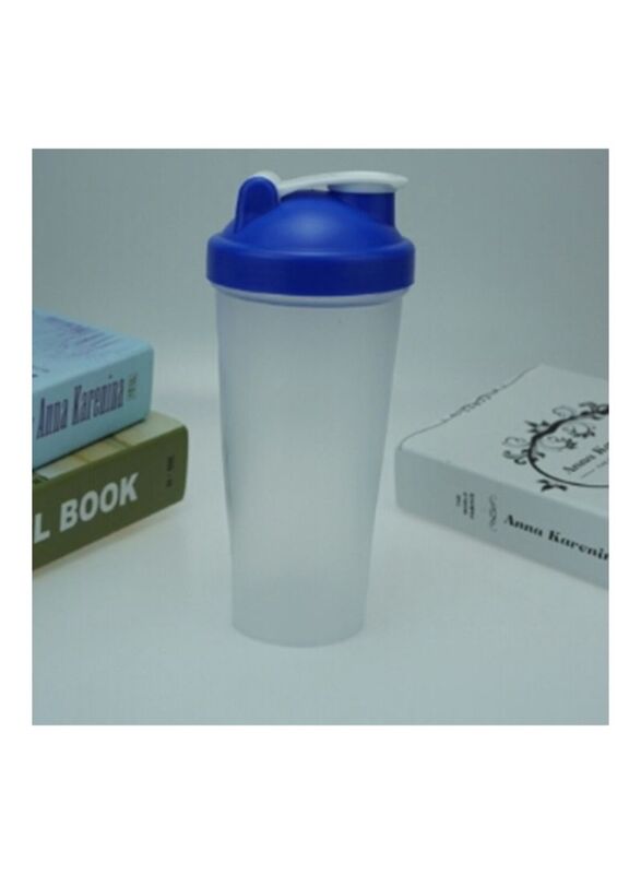 600ml Protein Shaker Bottle, Clear/Blue