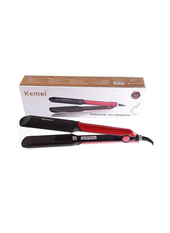 Kemei Professional Hair Straightener, Black/Red