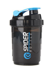 500ml Plastic Protein Shaker Bottle With Powder Storage, Black/Blue