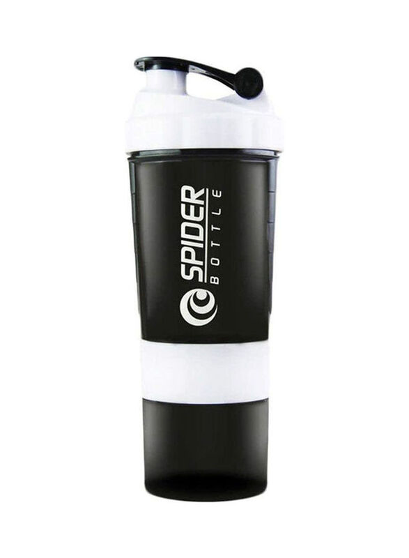 Spider 500ml Protein Shaker Sports Water Bottle With Inserted Mixing Ball, Black