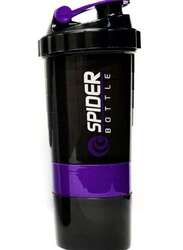 Spider Bottle 500ml Plastic Protein Shaker Sport Bottle, Black/Purple