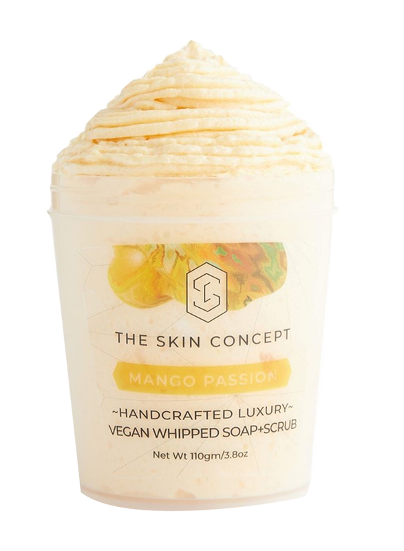 The Skin Concept Mango Passion Handcrafted Luxury Vegan Whipped Soap + Scrub, Yellow, 110gm