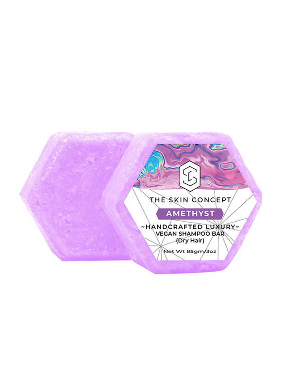 The Skin Concept Amethyst Handcrafted Luxury Vegan Dry Hair Solid Shampoo Bar for Dry Hair, 85gm