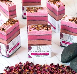 The Skin Concept Black Rose Handcrafted Luxury Vegan Soap Bar, Multicolour, 105gm