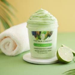 The Skin Concept Lime Verbena Handcrafted Luxury Vegan Whipped Soap, Green, 110gm