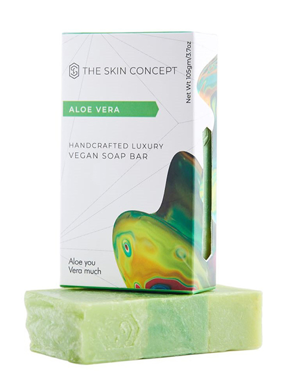 The Skin Concept Aloe Vera Handcrafted Luxury Vegan Soap Bar, Green, 105gm