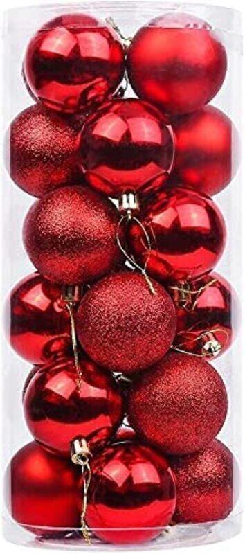 

DXB Gadgets Christmas Tree Ball Bauble Hanging Ornament, 6cm, 25 Pieces, Red