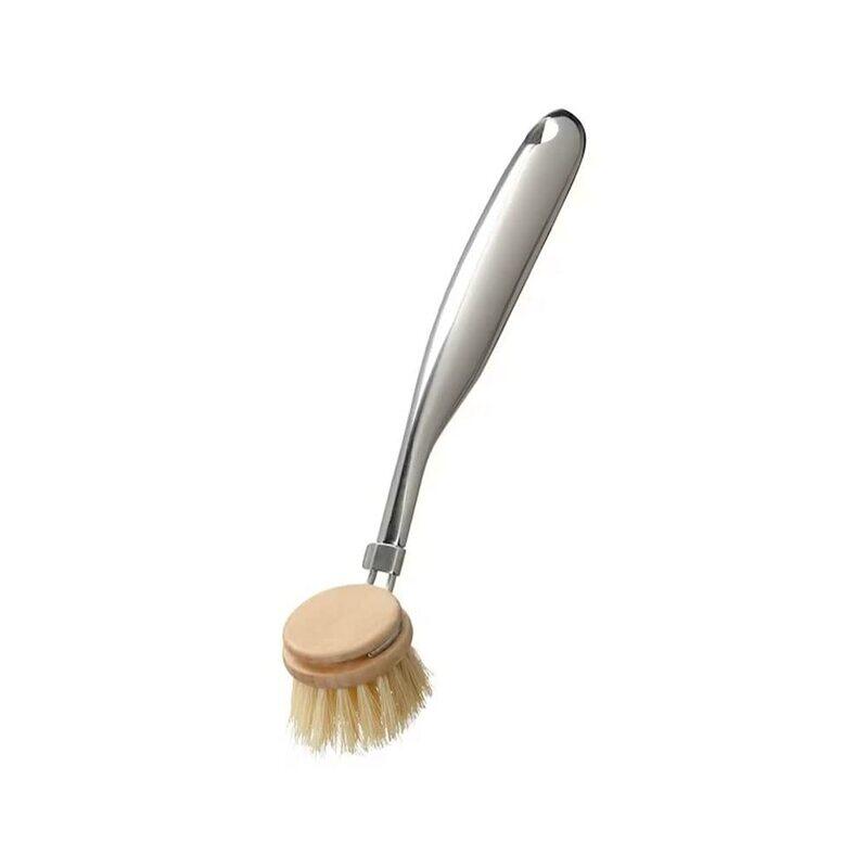 

DXB Gadgets Stainless Steel Dish Washing Brush with Long Handle, Silver/Beige