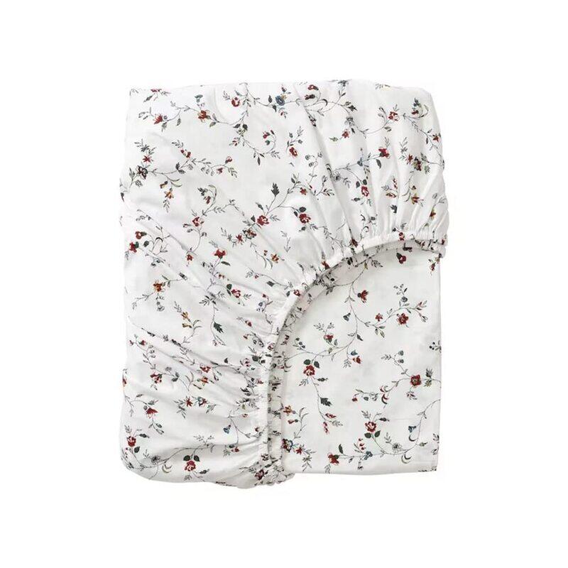 

DXB Gadgets Flower Bedding Fitted Sheet, White