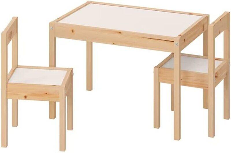 

DXB Gadgets Solid Pine Children Table with 2 Chairs, Beige