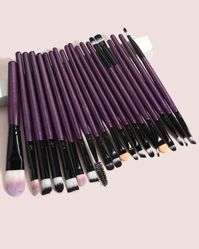 20 Pcs Makeup Brush Sets Purple in Color Premium Synthetic Hair Eyeshadow Blending Brush Sets