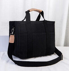 Large Capacity Multi-Pocket Shoulder Bag with Dividers