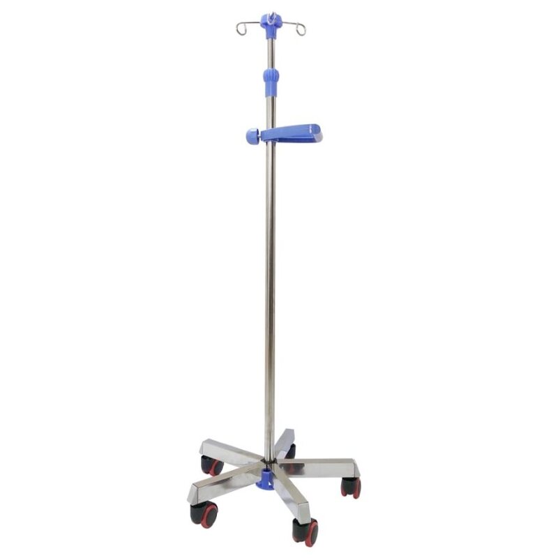 Mobile IV Stand-Movable Infusion Stand 4 Hooks Height Adjustable Retractable IV Stand