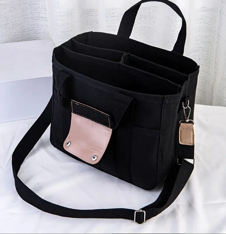 Large Capacity Multi-Pocket Shoulder Bag with Dividers