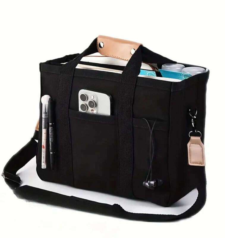 Large Capacity Multi-Pocket Shoulder Bag with Dividers