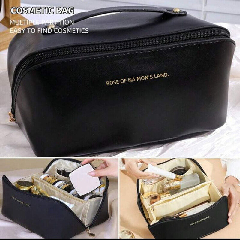 Minimalist Cosmetic Organizer Bag - Durable PU Material Makeup Case with Easy-Care Zipper