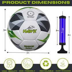 Hawk Match Football Soccer Ball with Air Pump & Accessories (White, Grey Match Ball)