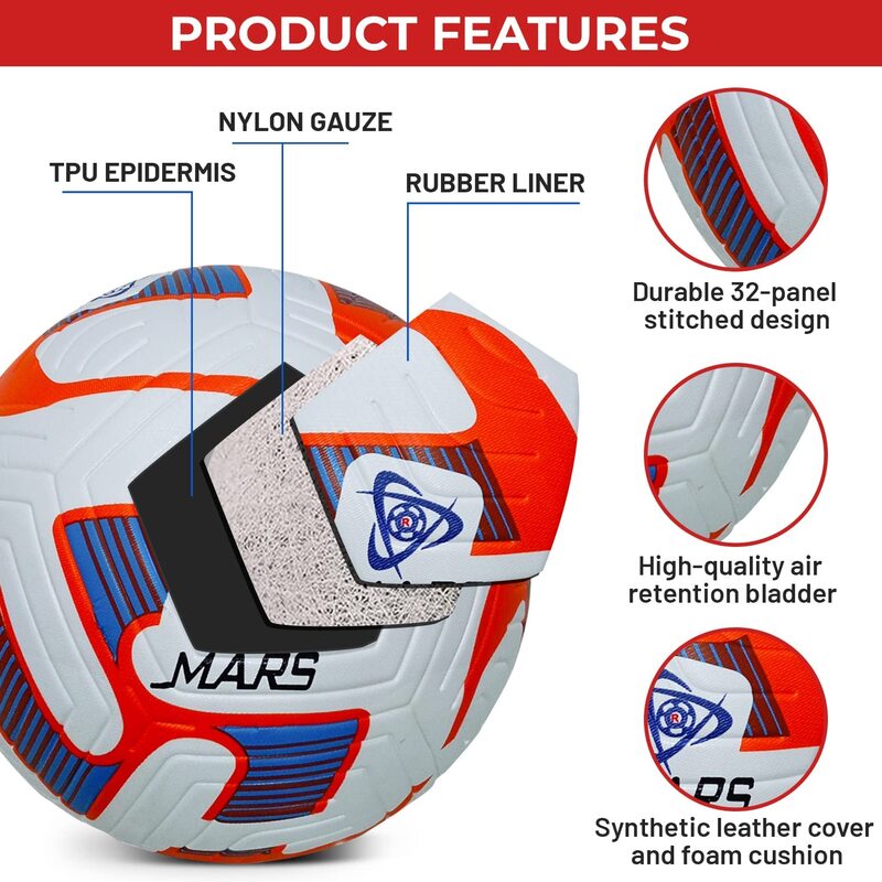 Mars Sports Football with Air Pump & Accessories (Premier - 3)