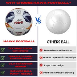 Hawk Match Football Soccer Ball with Air Pump & Accessories (White, Purple Match Ball)