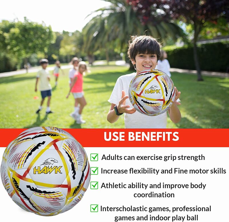 Hawk Match Football Soccer Ball with Air Pump & Accessories (White Match Ball)