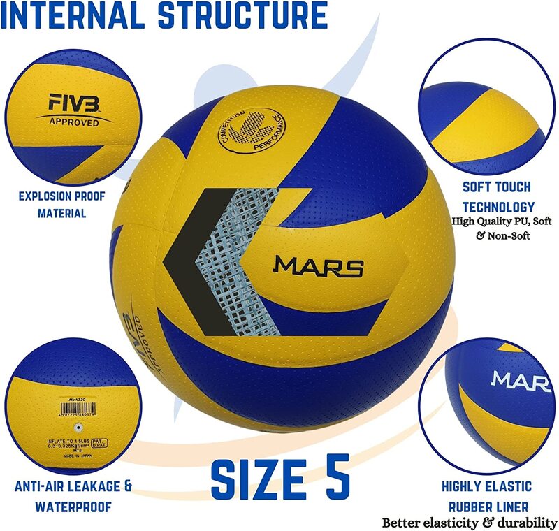 Mars Sports Volleyball Soft Touch Volley Ball Official Size 5 Outdoor Indoor Beach Gym Game Ball New