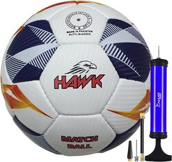 Hawk Match Football Soccer Ball with Air Pump & Accessories (White, Purple Match Ball)