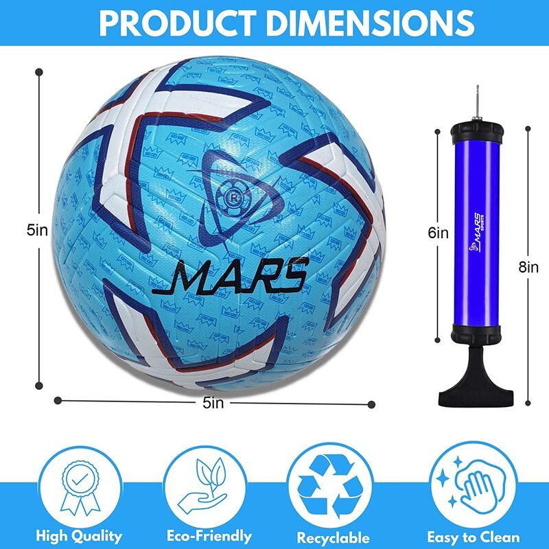 Mars Sports Football with Air Pump & Accessories (SKY BLUE MATCH BALL)