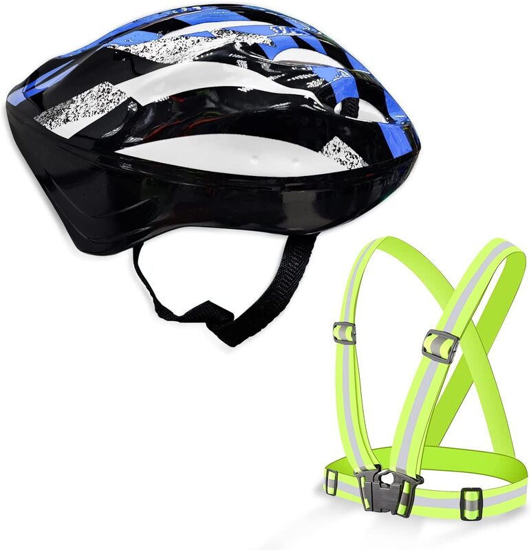 Reflective Safety Jacket & Safety Helmet for Electric Scooter Riders. Adjustable Vest Belt And Breathable Helmet for Scooters. Reflective Vest for Scooter & Cycling. Bicycle Helmet