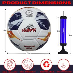 Hawk Match Football Soccer Ball with Air Pump & Accessories (White, Purple Match Ball)