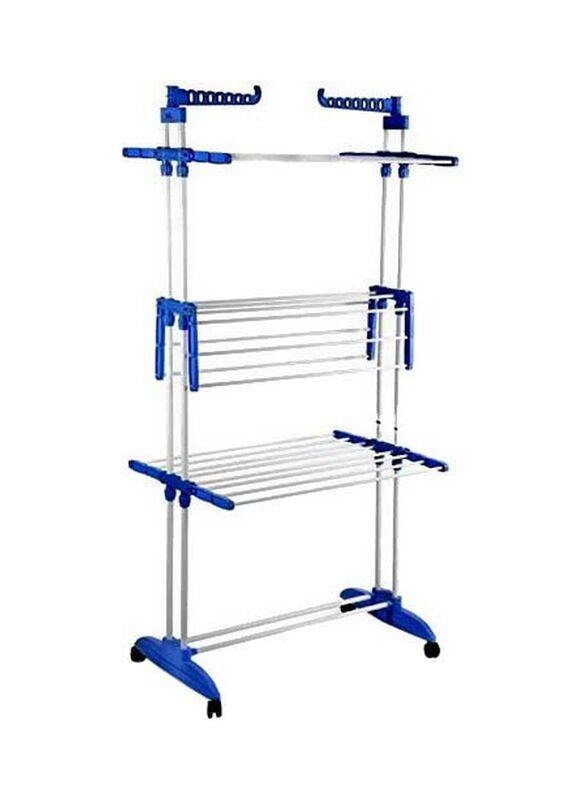 

J&J 3-Tier Cloth Drying Rack, Blue/White
