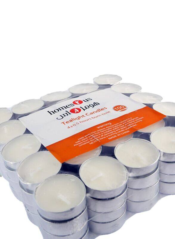 

Homes R US 100-Piece Unscented Tealight Indoor Candle Set, White